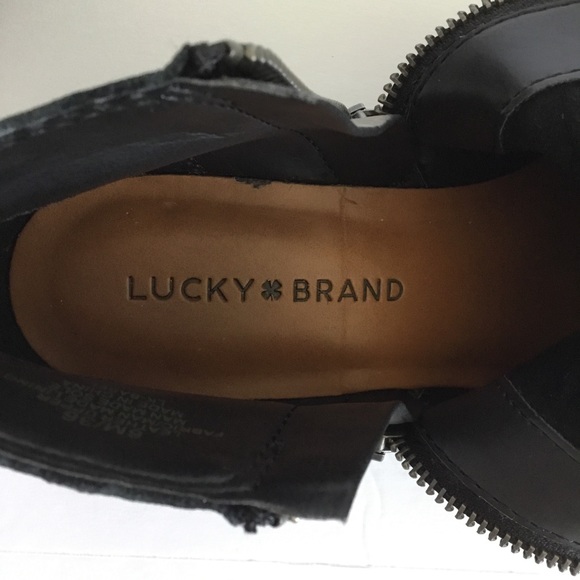 Lucky Brand Size 6 “Basel” Booties Leather Black Witchy Boho - Picture 10 of 12